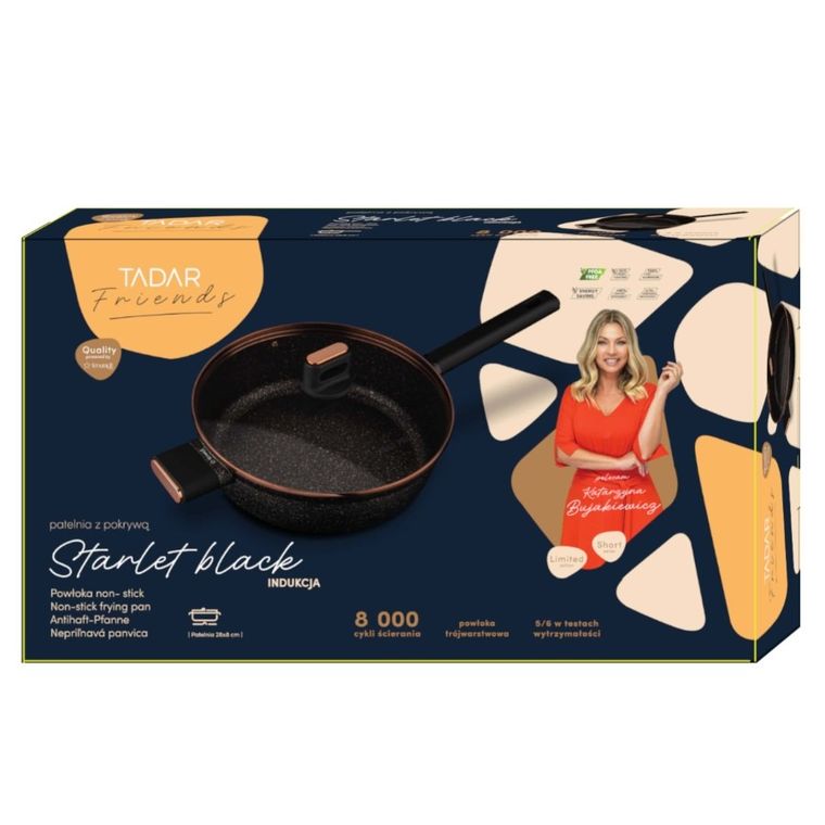 Starke Pro, patelnia z pokrywką, starlet black, 28 cm