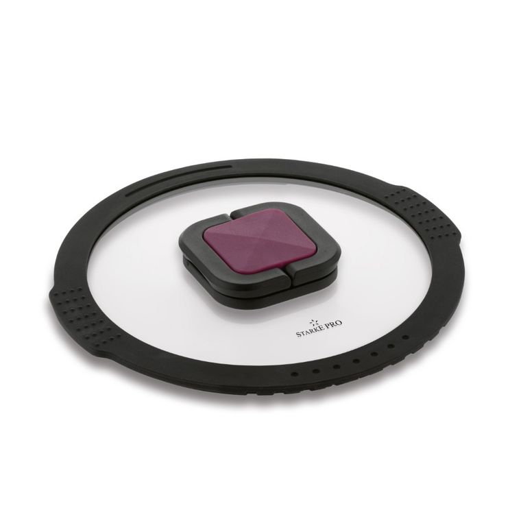 Starke Pro, pokrywa do odcedzania, szklana, czarna, 20 cm