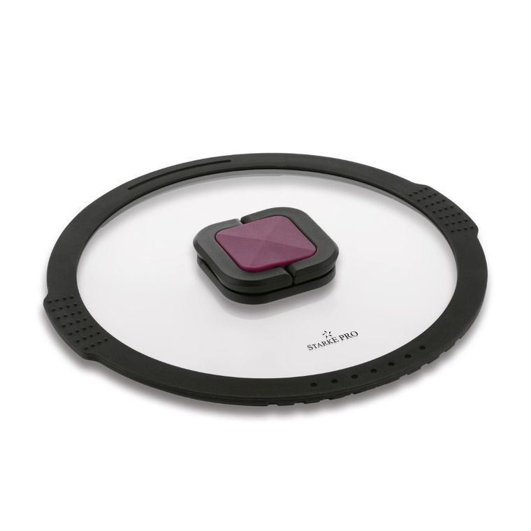 Starke Pro, pokrywa do odcedzania, szklana, czarna, 24 cm