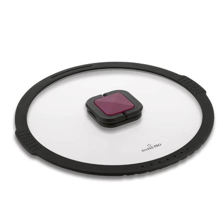 Starke Pro, pokrywa do odcedzania, szklana, czarna, 28 cm