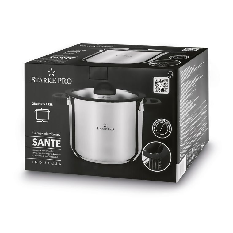 Starke Pro, Sante, garnek nierdzewny, wysoki, 28-21 cm, 12l