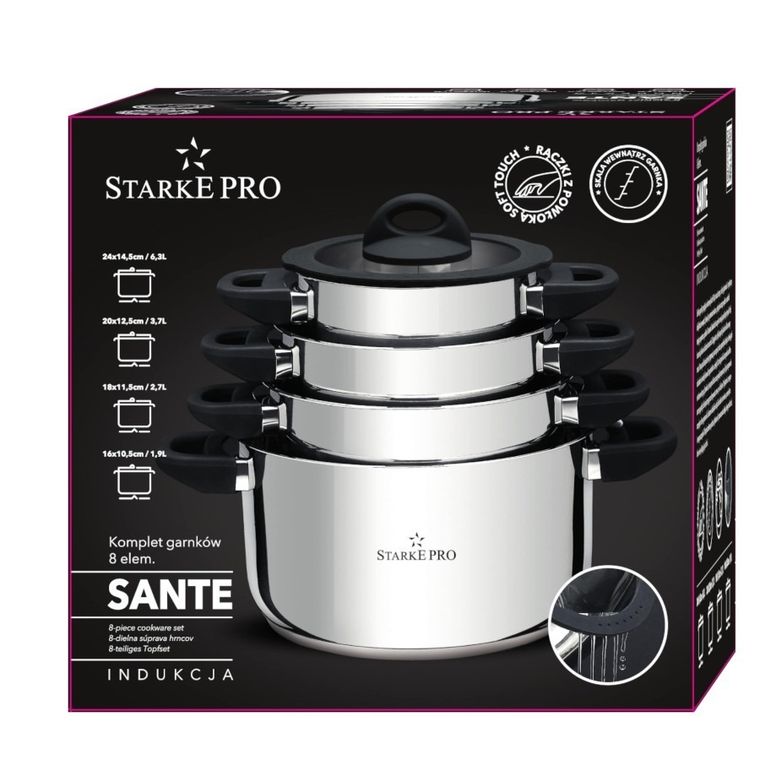 Starke Pro, Sante, komplet garnków, 8 elementów