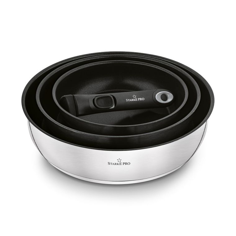 Starke Pro, Susvid, komplet patelni, odpinana rączka, 20/24/28 cm, 4 elementy