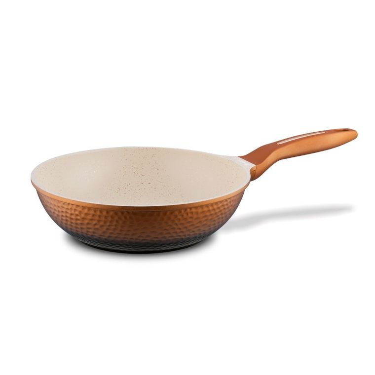 Starke Pro, Texture Copper, patelnia wok z pokrywą, 28-8 cm