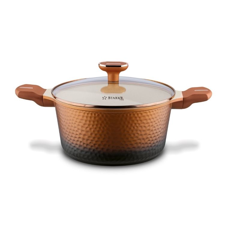 Starke Pro, Texture Copper, zestaw garnków z pokrywką i patelnia, 10 elementów