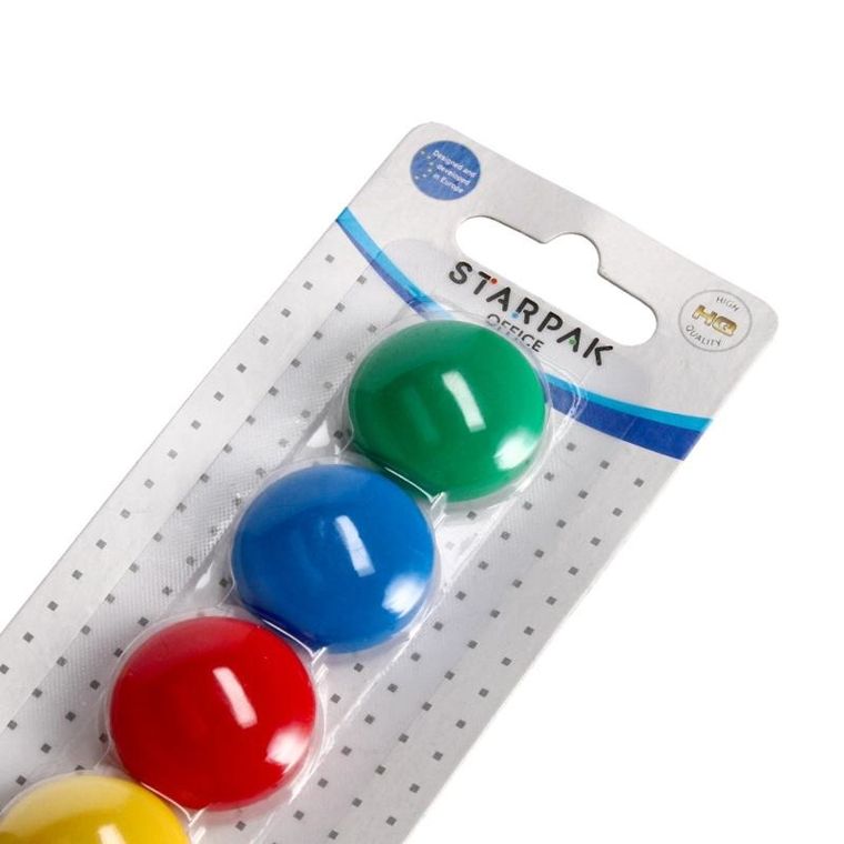 Starpak, magnesy kolorowe, 29 mm, 6 szt.