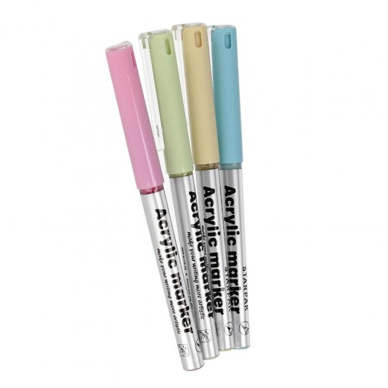 Starpak, marker akrylowy, pędzelkowy, pastel, 4 kolory