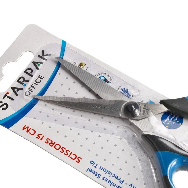 Starpak, nożyczki z gumowaną rączką, 14 cm