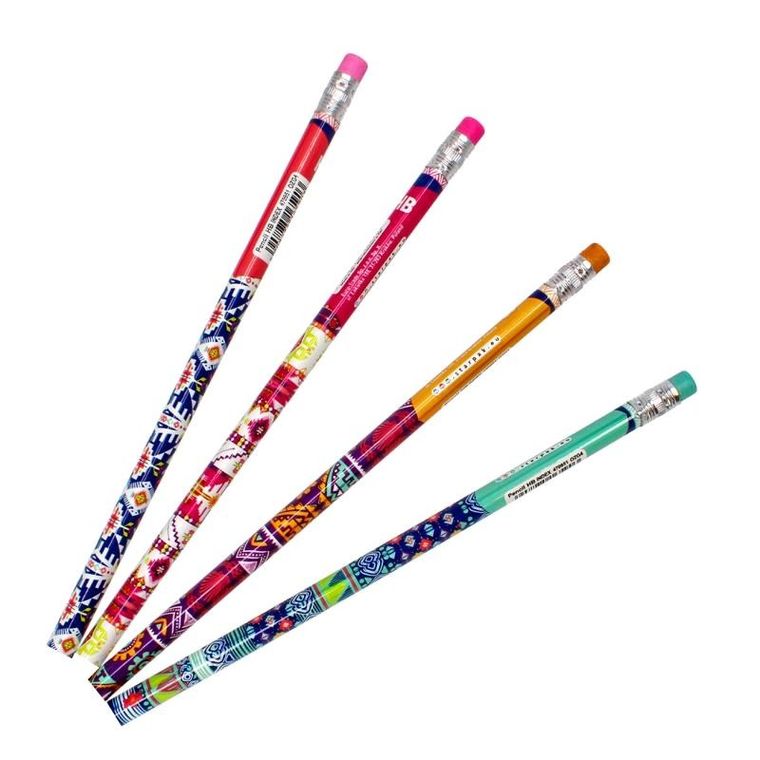 Starpak, ołówek z gumką, trójkątny, Etno, 4 szt.