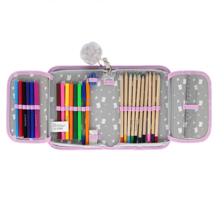 Starpak, piórnik rozkładany, dwuklapkowy, z wyposażeniem, Kitty Plush