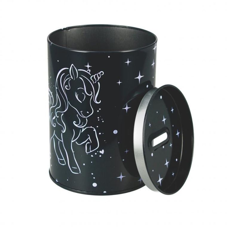 Starpak, skarbonka metalowa, okrągła, Unicorn Holograf