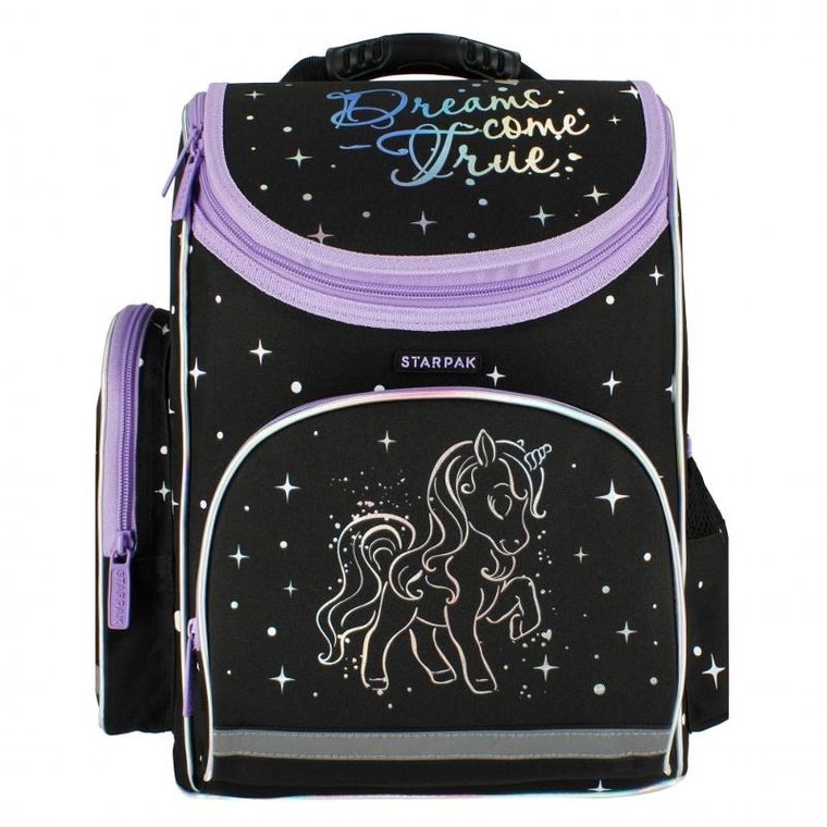 Starpak, tornister szkolny, czarny, Unicorn Holo
