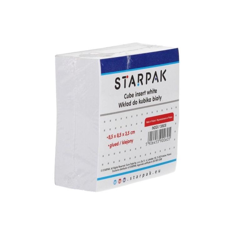 Starpak, wkład do kubika, biały, 85-85 mm