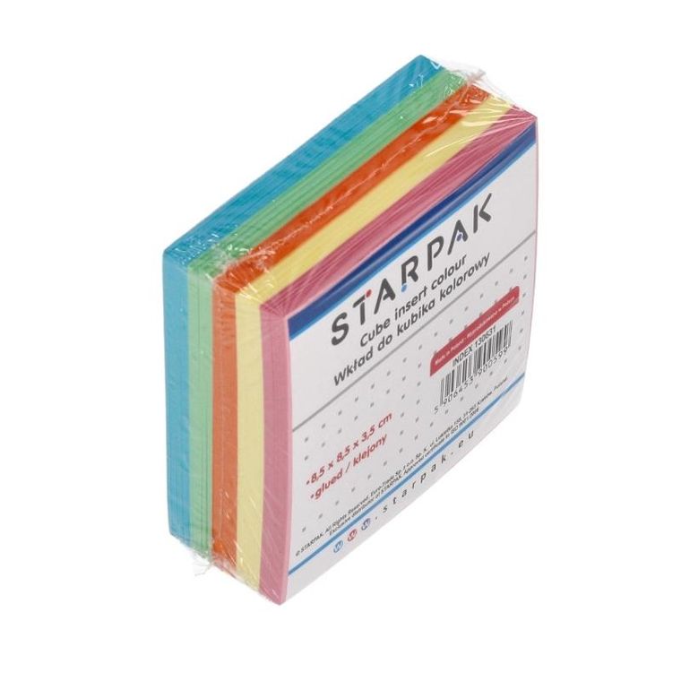 Starpak, wkład do kubika klejony, kolorowy, 85-85mm