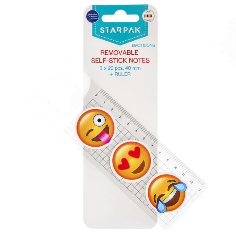 Starpak, zakładka indeksująca z linijką, Emoticon, 40 mm, 3-20 kartek