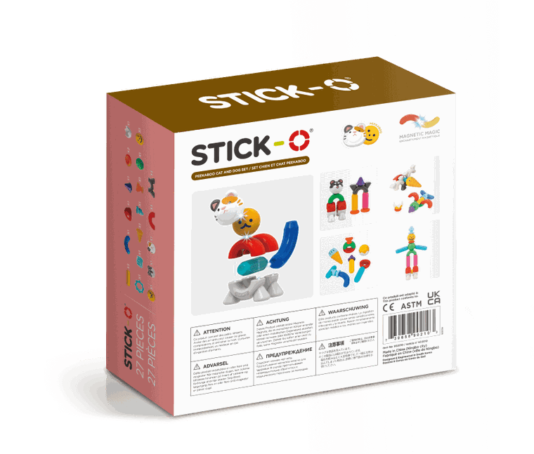 Stick-O, Kot i Pies, klocki magnetyczne, 27 elementów
