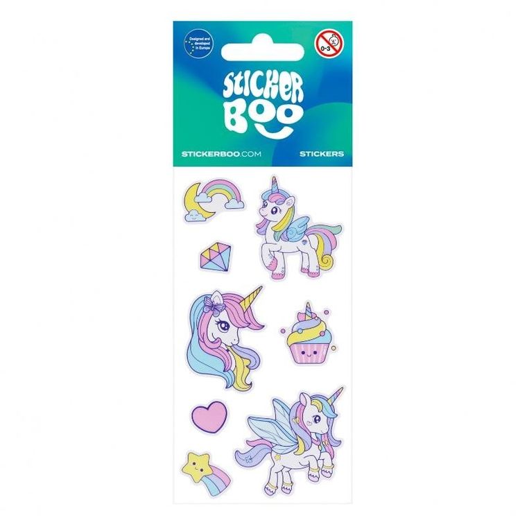 Sticker Boo, naklejki, unicorn, 6-13 cm