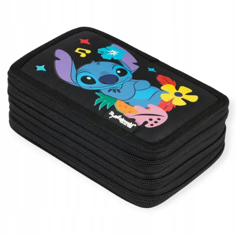 St.Majewski, Lilo i Stitch, piórnik rozkładany, potrójny, z wyposażeniem, Black Aloha