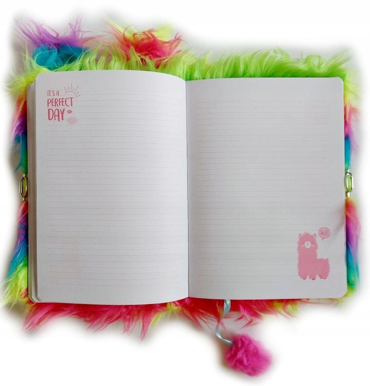 St.Majewski, pamiętnik 3D z kłódką, A5, włochacz, 96 kartek, Rainbow Alpaca