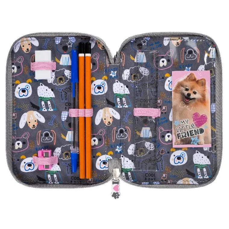 St.Majewski, piórnik rozkładany, potrójny, z wyposażeniem, Sweet Pomeranian