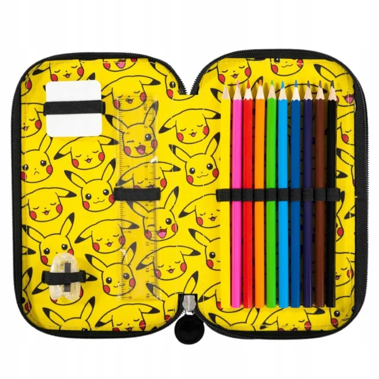 St.Majewski, Pokemon, piórnik rozkładany, podwójny, z wyposażeniem