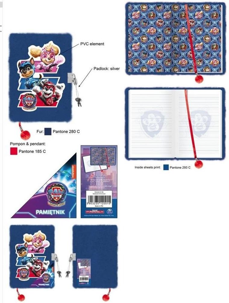 St.Majewski, Psi Patrol, pamiętnik 3D z kłódką, A5, włochacz, 96 kartek