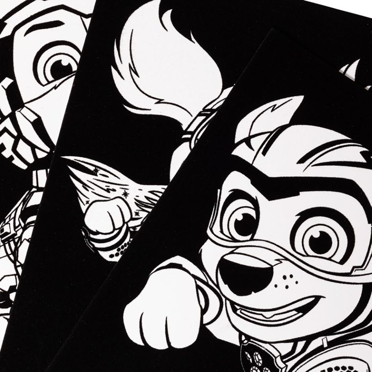 St.Majewski, Psi Patrol, zestaw aksamitnych kolorowanek z flamastrami, 8 elementów