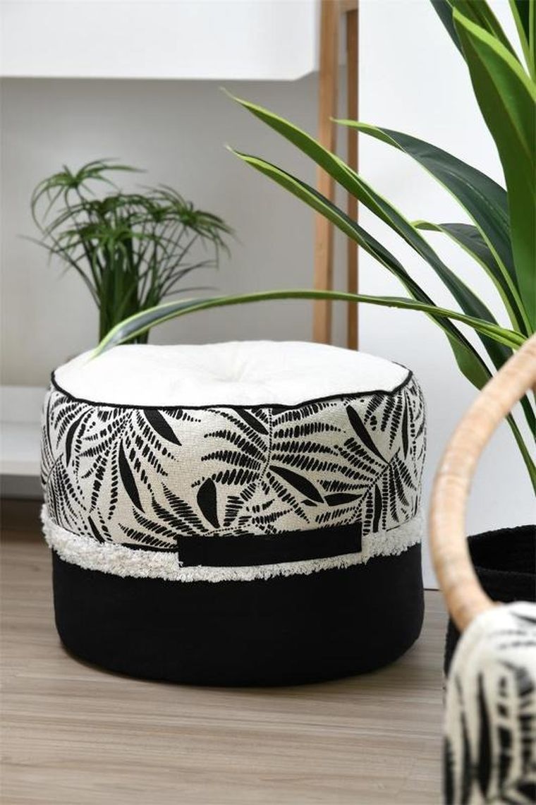 Stof, bawełniana pufa, Ziana, średnica 40 cm