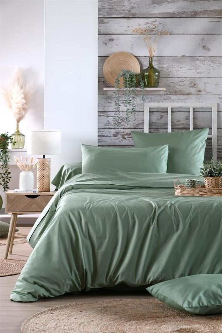 Stof, bawełniane prześcieradło na gumce, zielone, Elysee