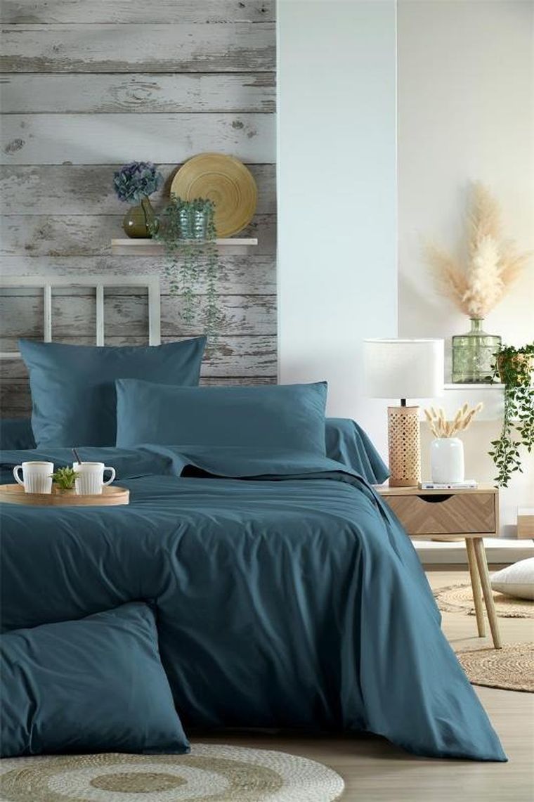 Stof, Elysee, bawełniane prześcieradło na gumce, granatowe