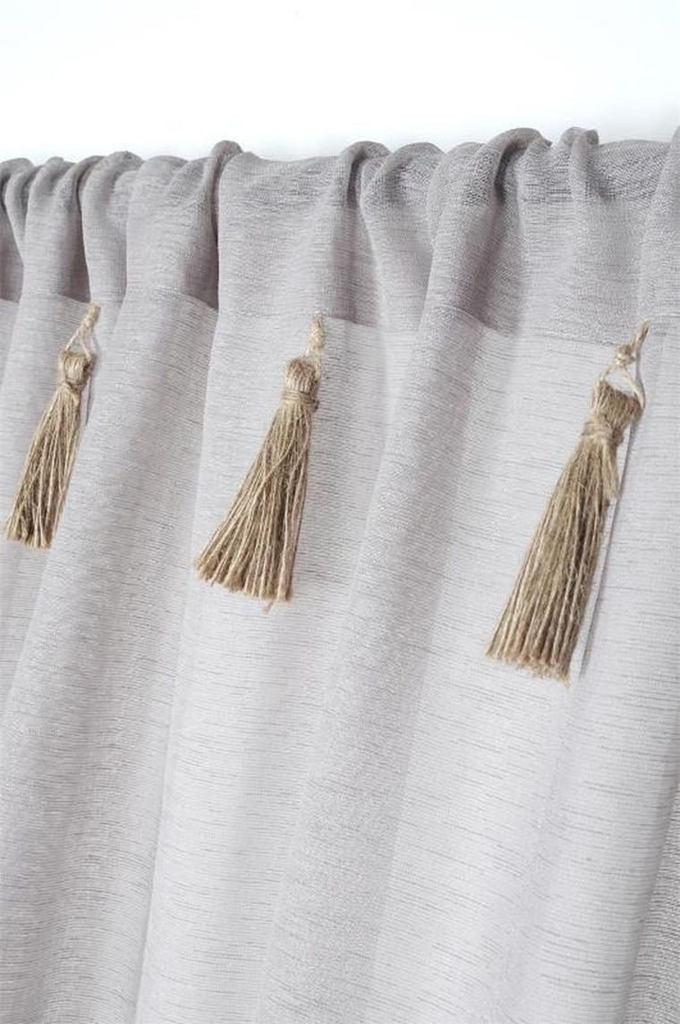 Stof, firana Ibiza, z ozdobnymi chwostami, 140-260 cm