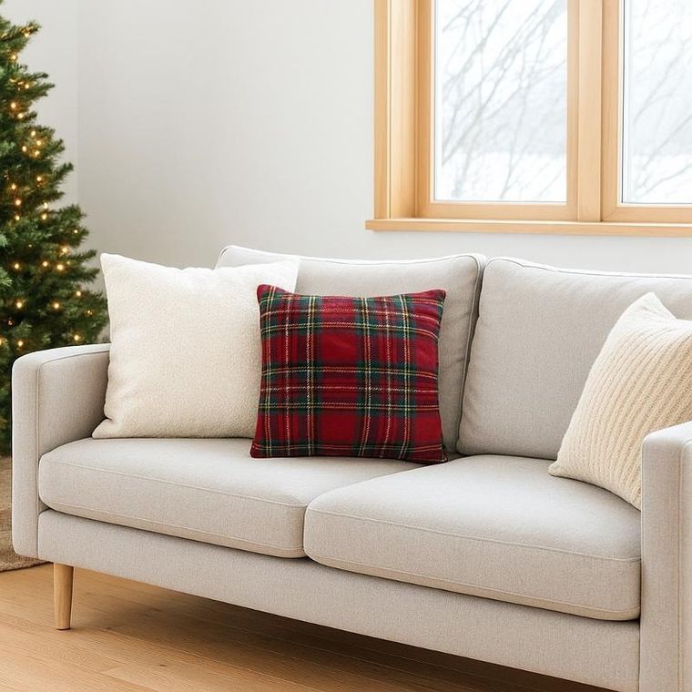 Stof, Klaus, poduszka świąteczna, w szkocką kratę, 45-45 cm