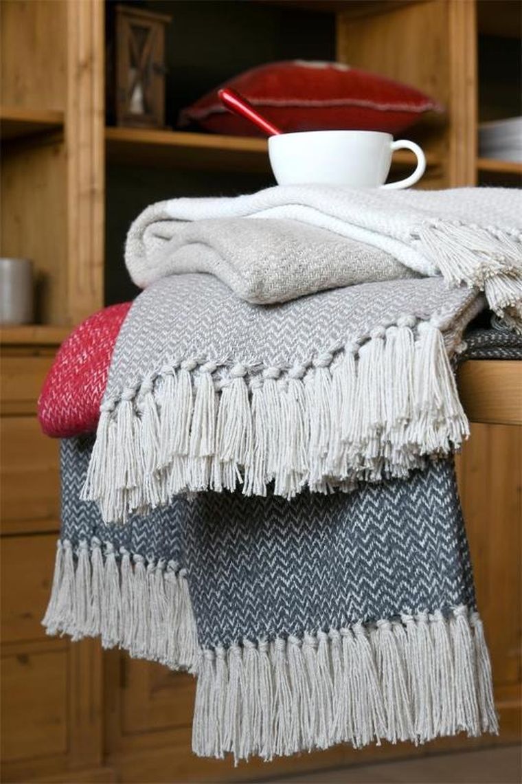 Stof, koc bawełniany geneve z frędzlami, 125-150 cm