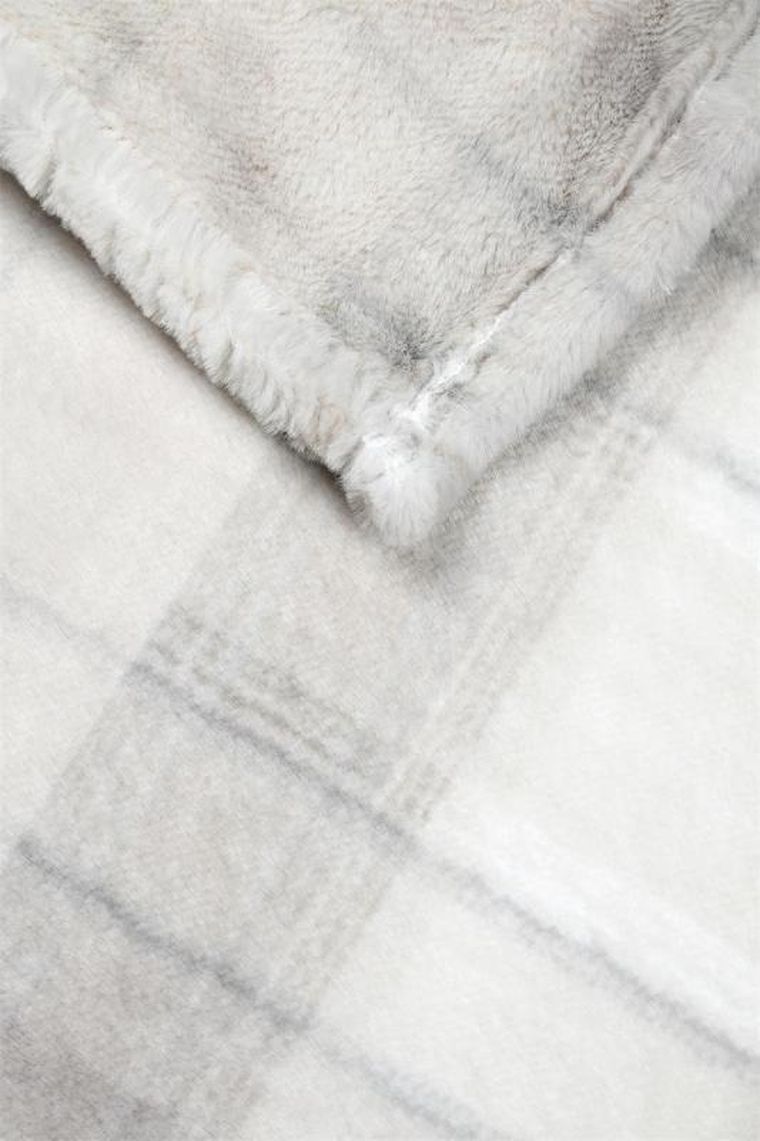 Stof, koc pluszowy scotland w kratę, 130-160 cm