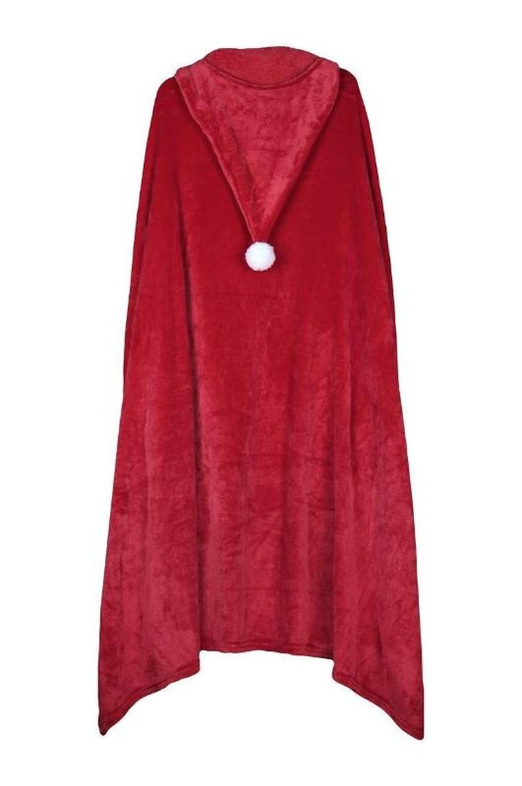 Stof, peleryna z czapką świętego mikołaja, pluszowy koc, 110-150 cm