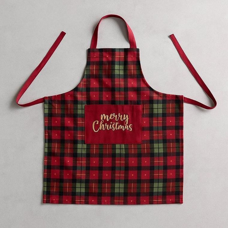 Stof, świąteczny fartuch kuchenny z kieszenią, 80-80 cm