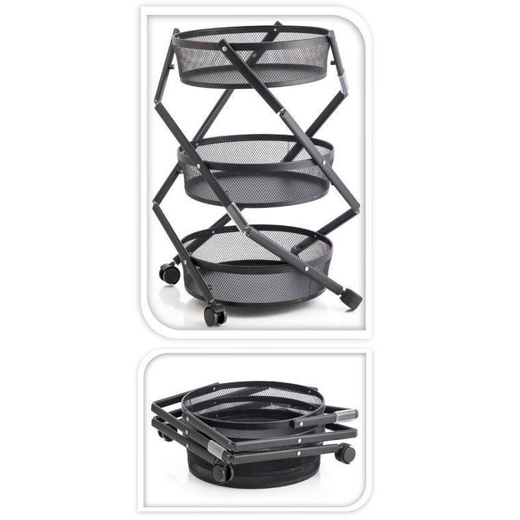 Storage Solutions, składany wózek kuchenny na kółkach, 3-piętrowy