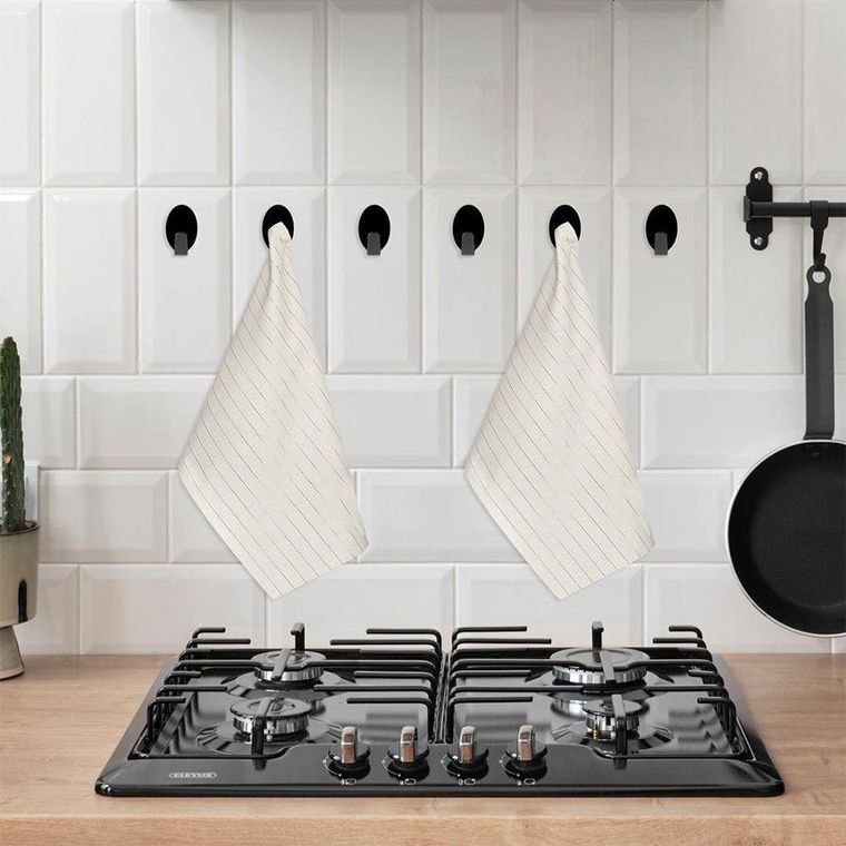 Storage Solutions, wieszak samoprzylepny, stalowy owal, czarny, 6 szt., 3-2 cm