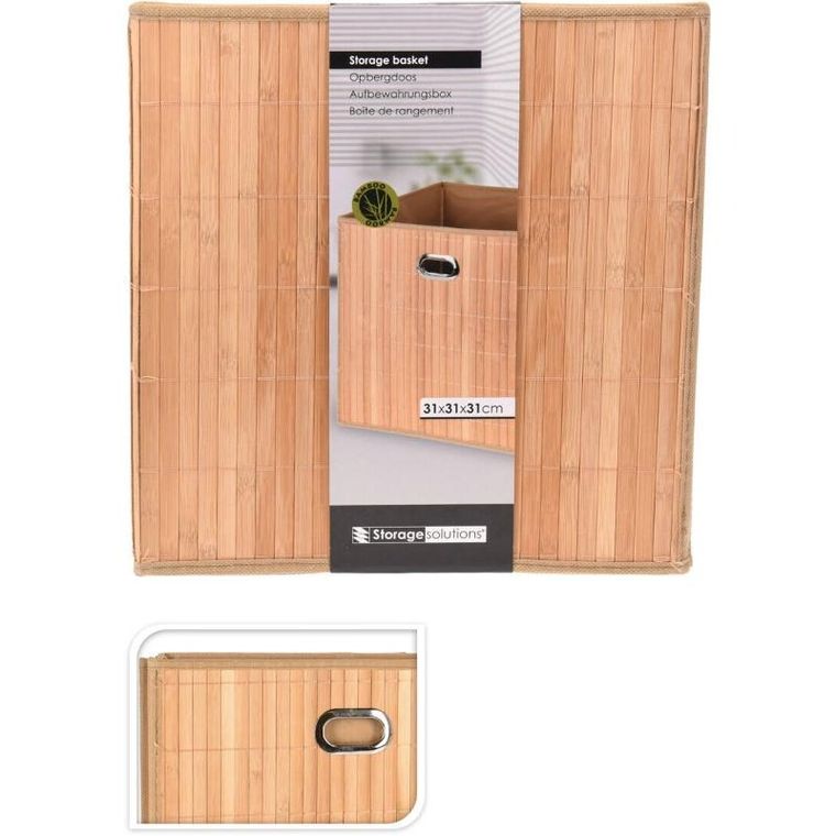 Storagesolutions, pojemnik do przechowywania z bambusowym przodem i uchwytem, 31-31-30,5 cm