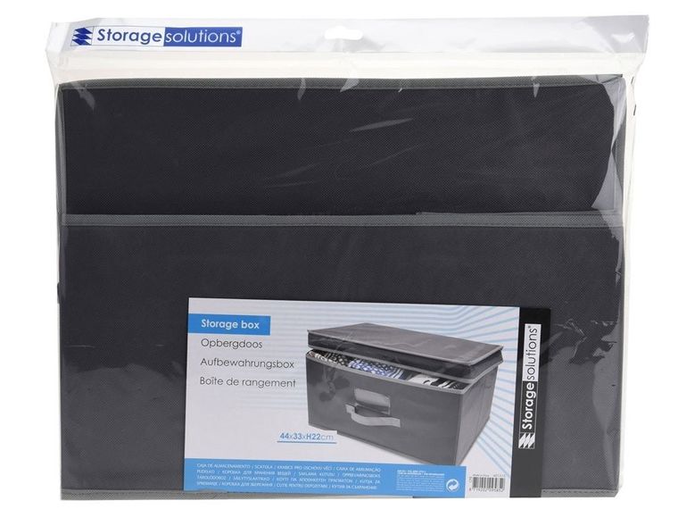 Storagesolutions, składany pojemnik tekstylny z pokrywą, szary, 44-33-22 cm