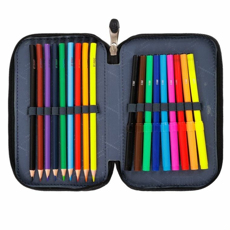 St.Right, piórnik rozkładany, podwójny, z wyposażeniem, Black Cats