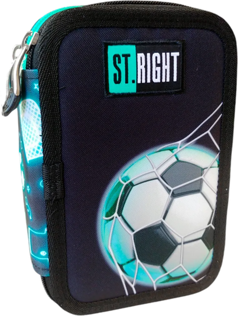 St.Right, piórnik rozkładany, potrójny, z wyposażeniem, Neon Football