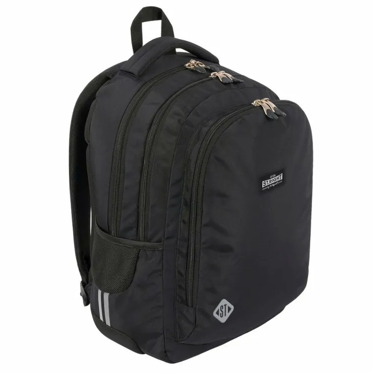 St.Right, plecak szkolny, 3-komorowy, Black Vintage