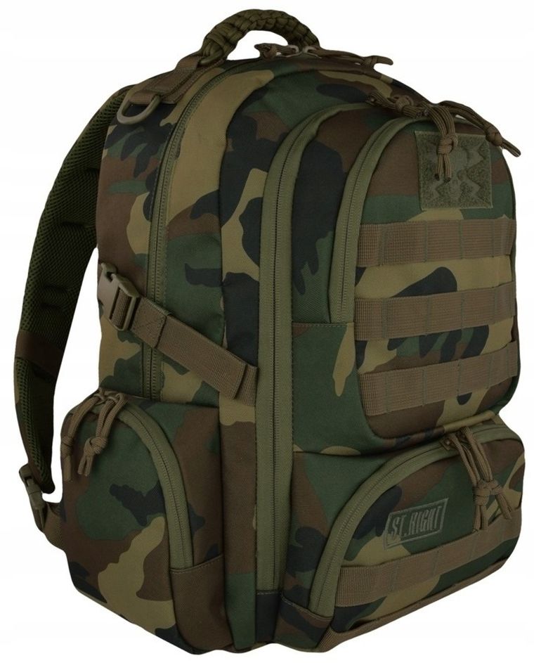 St.Right, plecak szkolny, 4-komorowy, Military Woodland