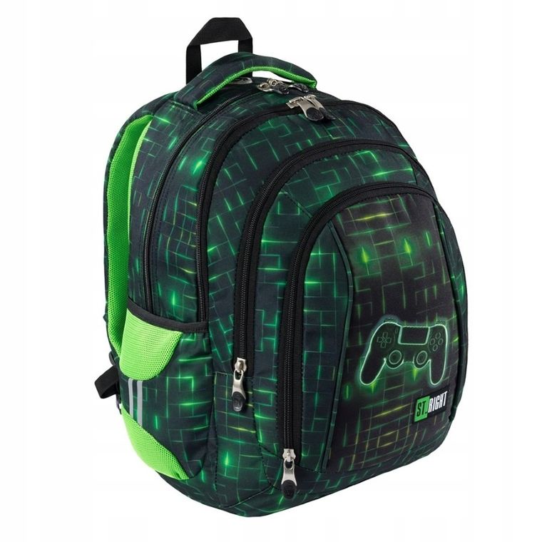 St.Right, plecak szkolny, 4-komorowy, Neon Pad