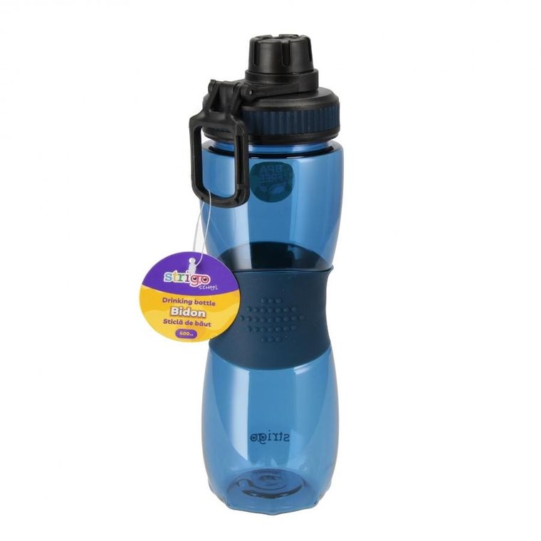 Strigo, bidon z gumowym uchwytem, granatowy, 600 ml