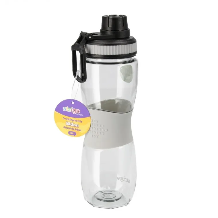 Strigo, bidon z gumowym uchwytem, szary, 600 ml
