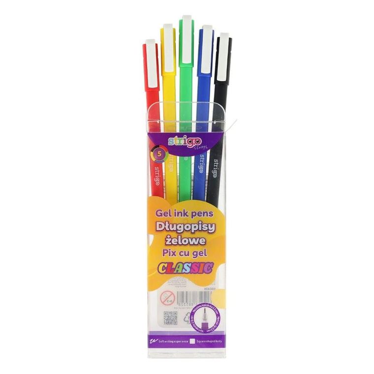 Strigo, długopisy żelowe, 5 kolorów