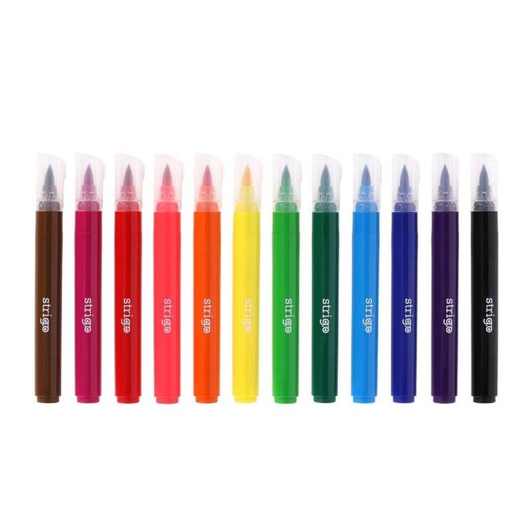 Strigo, Jumbo, flamastry pędzelkowe, 12 kolorów