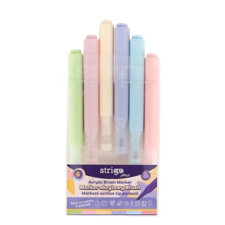 Strigo, marker akrylowy, pędzelkowy, 6 kolorów